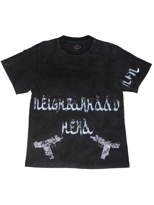 Neighborhood Hero Slim Fitted Ash-Black Vintage T-Shirt